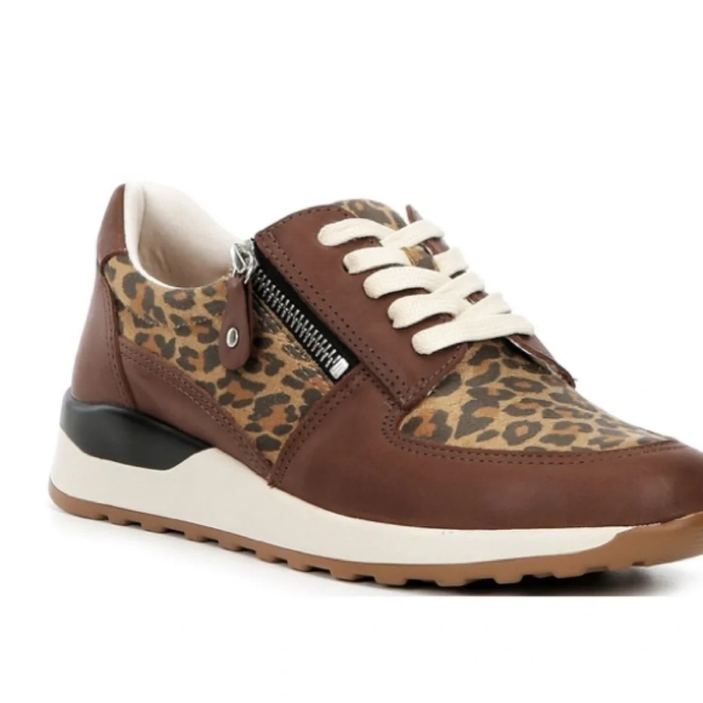 Leopard Print Brown Casual Sneakers with Cream Laces - Women - Picture 8 of 8